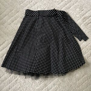 White and Black Polka Dot Skirt with Tulle Hem w/Belt Size Small